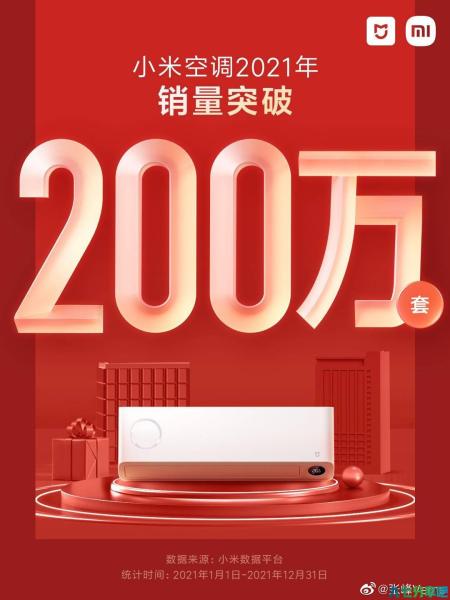 小米空调 2021 年销量突破 200 万套