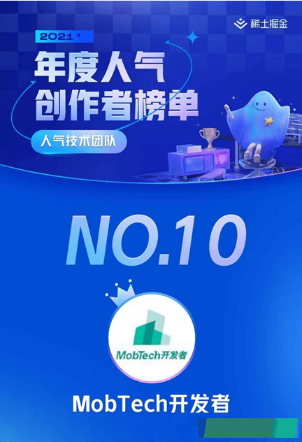 MobTech袤博科技荣获“2021掘金年度人气创作团队榜单Top10”